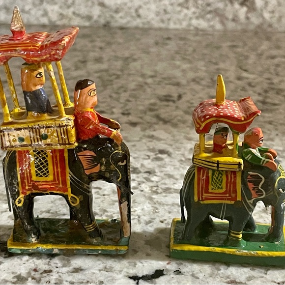 Vintage Wooden Elephant & Rider Figurines - Picture 4 of 16